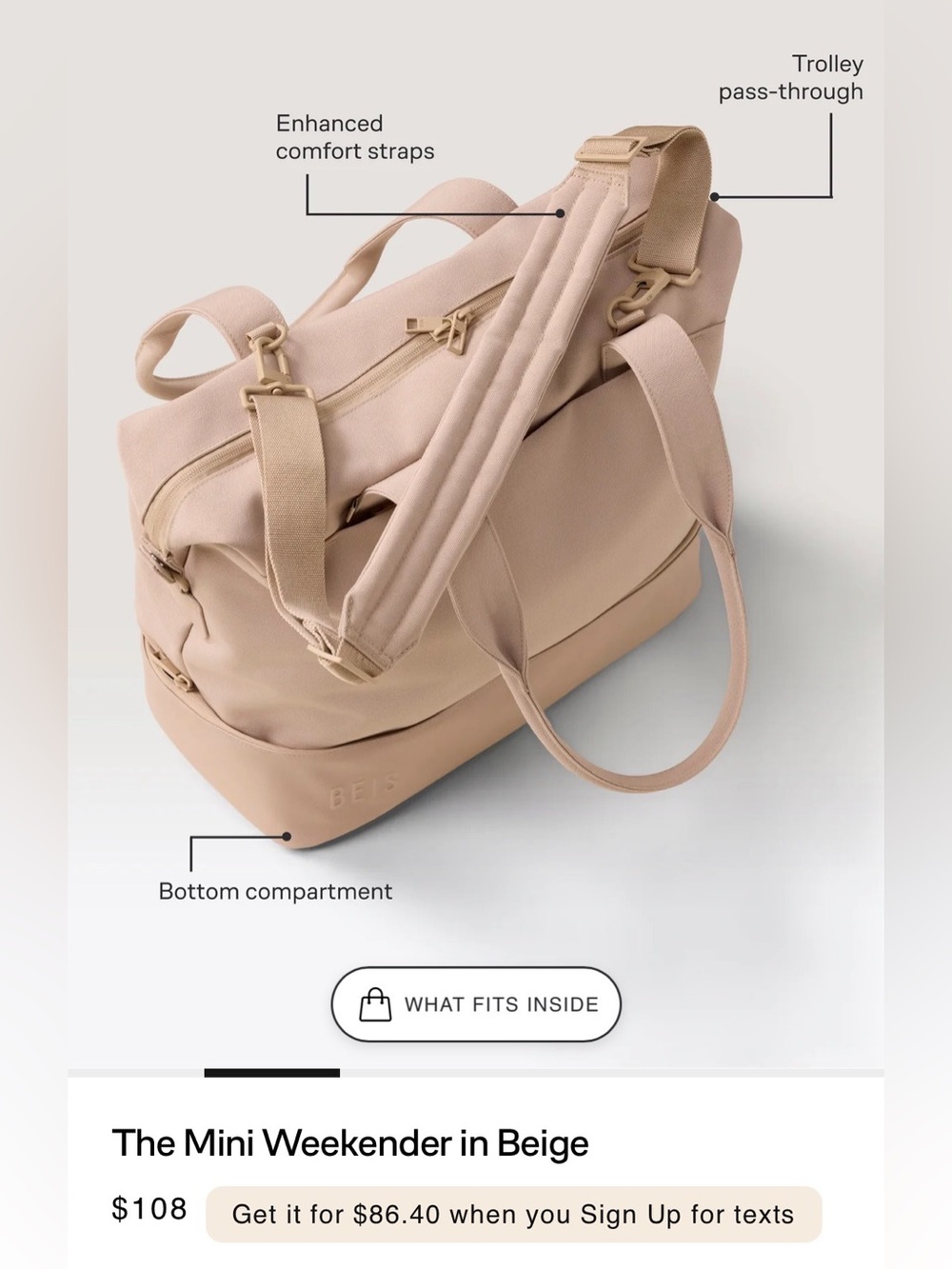 🌵Beis Ivory Mini Weekender 🌸